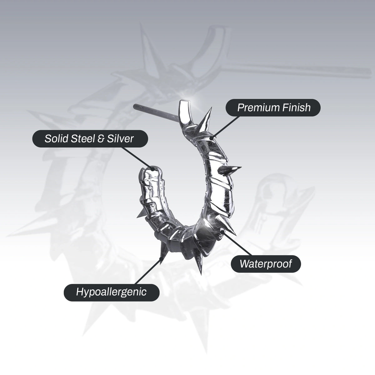ARMORED OPEN HOOP EARRING